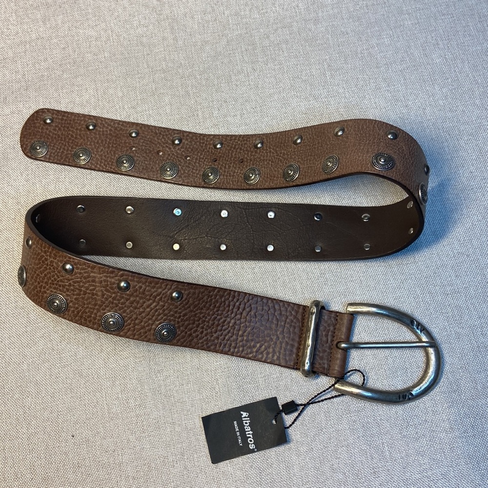 ALBATROS "HAND CRAFTED ITALIAN BROWN  LEATHER BELT Size M